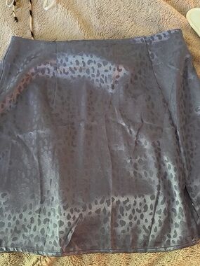 Forever 21 Black Satin Mini Skirt with Subtle Animal Jacquard